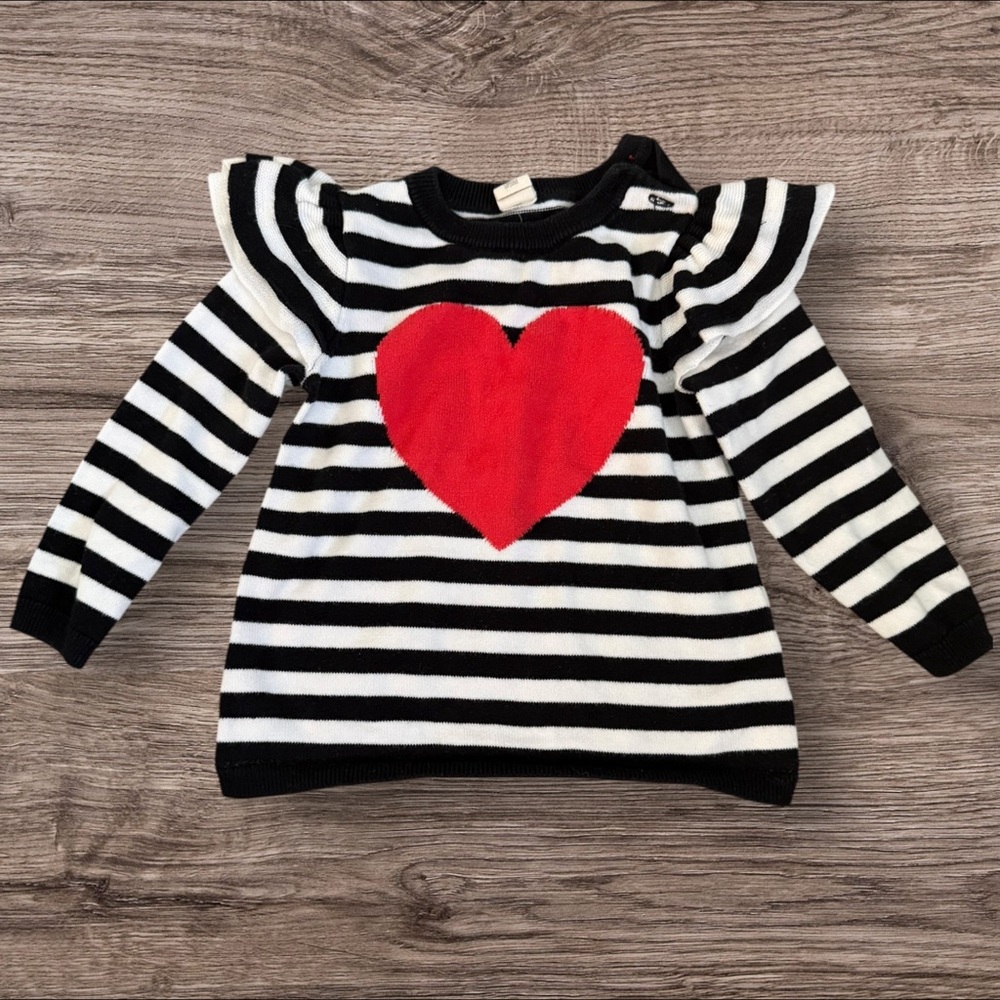 Striped Kids Top with Red Heart